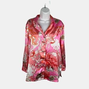 Y2K Victoria’s Secret Satin Nautical Sleep Shirt XS Pink Orange